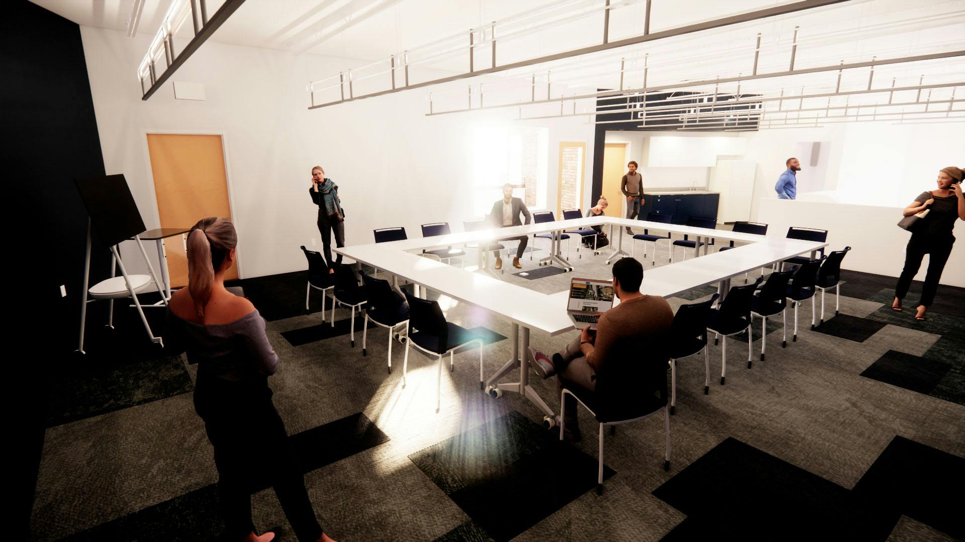 3d render of meeting room in Cleveland Public Library - Eastman Branch