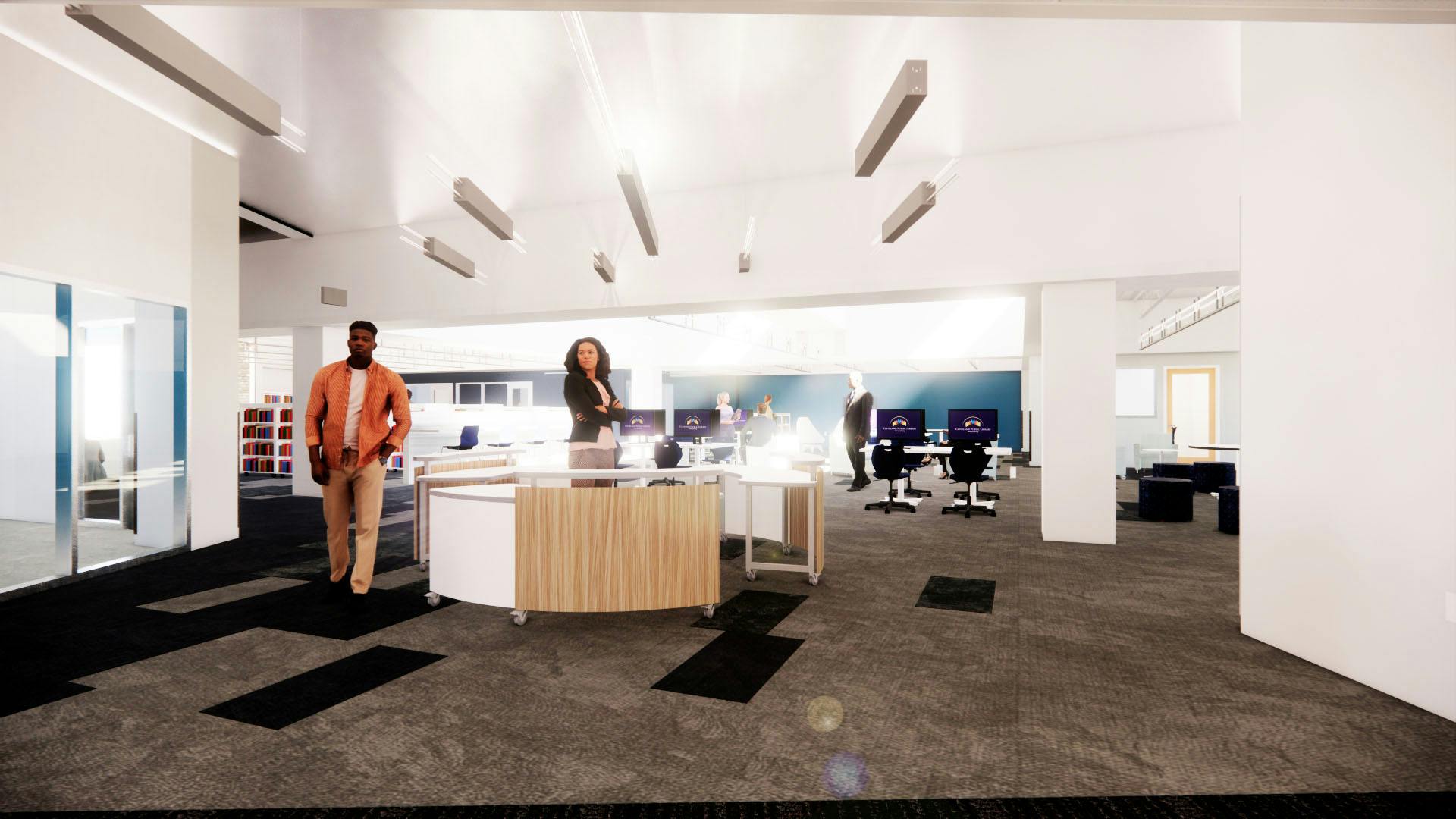 3d render of workspace in Cleveland Public Library - Eastman Branch